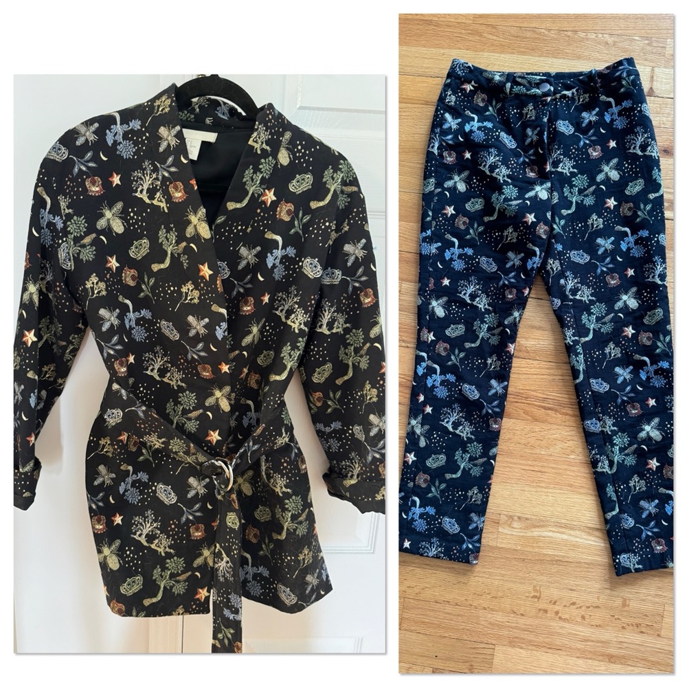 H&M Floral Black Pantsuit